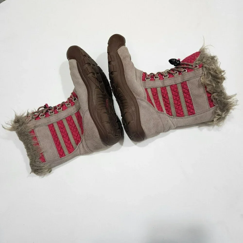 KEEN Kids Insulated Winter Boots Waterproof Slip on Pink‎ Brown
